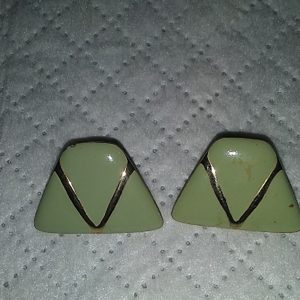 Monet Green Triangle Earrings